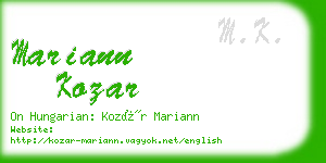 mariann kozar business card